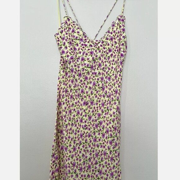 ZARA  Floral Satin Slip Dress Size LARGE NEW WITH TAG! - Picture 9 of 10